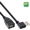 Kábel USB 2.0 A-A M/F 2m, High Speed, predlžovací, čierny, uhľový 90°