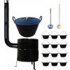 Perfect Cauldron kotol na guláš a zabíjačku smalt 70 L (1,2 mm), Perfect Cauldron kotlina 56 cm KOV, Perfect Cauldron kotlíky servírovacie 0,8 l 12 ks, pokrievka 57 cm SMALT, vareška 80 cm SMREK, nabe