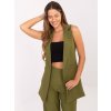 Factory Elegantná dámska vesta RUE PARIS – dlhá moderná vesta Farba: Olivová, Veľkosť: M
