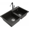 MEXEN/S MEXEN/S - Tomas granitový drez 2-bowl vrátane batérie Flora, čierna/zlatá metalik 6516-75-670401-07
