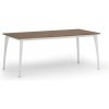 Rokovací kancelársky stôl PRIMO OMEGA, 180x90 cm, biela podnož, orech