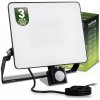 LED reflektor AZZLER 50W 6000lm 4000K IP44 Halogenová venkovní lampa se senzorem pohybu černá LUMILED