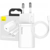 Rýchlonabíjačka Baseus Super Si 1C 20W s káblom USB-C pre Lightning 1 m (biela)