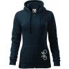 Bicykel na výšku - Mikina dámska trendy zipper s kapucňou - XS ( Tmavomodrá (veľmi tmavá - skoro čierna) )