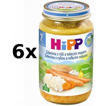 HiPP Zelenina s ryžou a teľacím mäsom 6 x 220 g