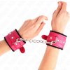 Kink - premium fur lined wrist restraints black with raspberry rose belt adjustable 17-29 cm x 6 cm