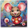 Vymalujsisam.sk Maľovanie podľa čísiel - Veselá myška Veľkosť: 50x50cm, Rám: Okrúhly rám