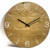 Karls Design Dubové nástenné hodiny Oak White 40 cm čierna gravírovanie