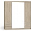 Šatníková skriňa so zrkadlom Elenas 4D 6S 176 x 190 x 53 cm - dub sonoma