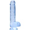 RealRock Crystal Clear 6″ modré dildo s prísavkou a semenníkmi 17 x 3,1 cm
