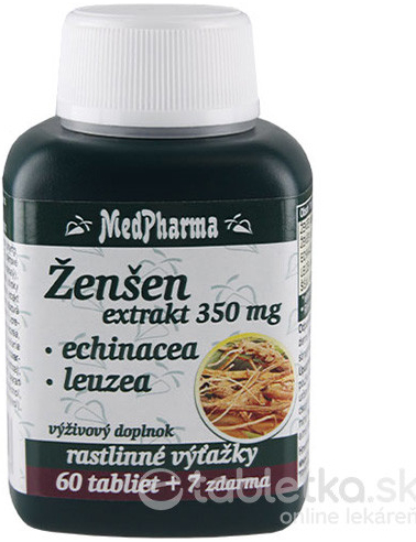 MedPharma ŽENŠEN 350 mg + Echinacea + Leuzea 60+7 tabliet