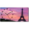 Vodorovné Sklenené hodiny na stenu Eiffelova veža Paríž 60x30 cm