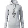 Husľový kľúč z nôt - Mikina dámská Cape s kapucí - XL ( Svetlosivý melír )