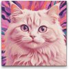 Vymalujsisam.sk Maľovanie podľa čísiel - Mačka v odtieňoch ružovej Veľkosť: 50x50cm, Rám: Bez rámu, iba zrolované plátno