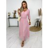 Fashionweek Čipkové dlhé šaty BOHO LACE IT-ESTERA Farba: Ružový, Veľkosť: Universal
