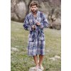 Pánsky hebký a teplý károvaný župan XL / 2XL Ako na obrázku Dlhý