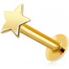 Šperky eshop - Piercing do pery a brady z 585 žltého zlata - plochá lesklá hviezdička S2GG206.54