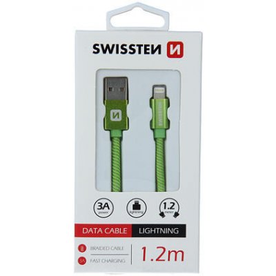 SWISSTEN datový kabel Textile USB / Lightning 1,2m farba Green 71523207