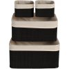 EXCELLENT HOUSEWARE Úložné košíky sada 4 ks bambus / textil černá