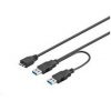 PREMIUMCORD Kabel USB 3.0 2xA - micro (M/F) 30cm DUÁLNÍ (extra napájení) ku3y01