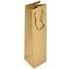 Darčeková papierová taška SHINE na víno 10x40x10 cm, zlatá, bavlnené ucho