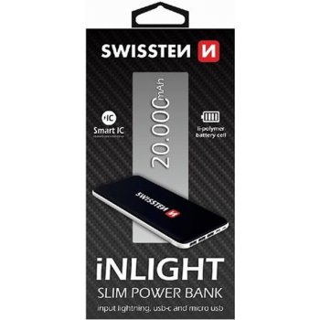 Swissten Black Core Slim Power Bank 20000 mAh