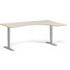 Ergonomický výškovo nastaviteľný stôl, 180x120 cm, 2 motory, L/P, sivá podnož, breza