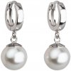 Evolution Group Strieborné náušnice visiace s perlou Swarovski biele okrúhle 31151.1, darčekové balenie