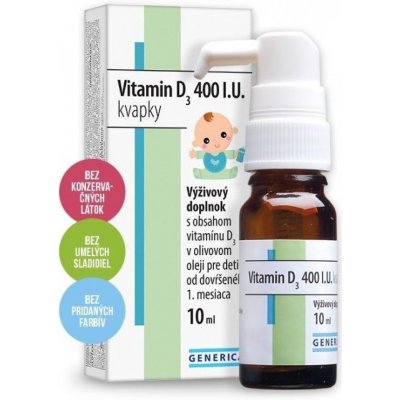 Generica Vitamin D3 400 I.U. kvapky 10 ml