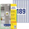 Etikety univerzálne 25,4x10mm Avery A4, silne lepivé 20 hárkov