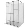 Mexen Kioto, sprchová zástena Walk-In 100 x 200 cm, 8mm číre sklo čierny vzor, grafitový profil, 800-100-002-95-78