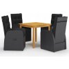 Sada záhradného nábytku drevo VidaXL čierna 5 ks