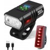 Interlook Sada LED cykložiaroviek pre prednú a zadnú časť bicykla | 2 XM-L T6 CREE LED, 1000lm, 6 svetelných režimov, 1200mAh batéria | 6 LED, 4 režimy svietenia, 300lm, vstavaná batéria