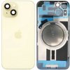 Apple iPhone 15 - Sklo Zadného Krytu / Housingu + Sklíčka Kamery + MagSafe Magnetický Krúžok (Žltá / Yellow) - Original Apple