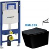 GEBERIT Duofix bez tlačidla + WC MEXEN TEO ČERNÁ Rimless + SEDADLO 111.300.00.5 ME02