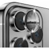 ENKAY tvrdené sklá s kovovým rámčekom na ochranu šošoviek zadného fotoaparátu pre iPhone 15 Pro/15 Pro Max - sivá - možnosť vrátiť tovar ZADARMO do 30tich dní