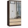 SKRIŇA S 90 cm 2 DVERE 2 ZÁSUVKY 2 ZRKADLÁ PK WENGE / SONOMA