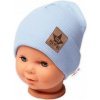 Baby Nellys Rebrovaná dvojvrstvová čiapka s lemom - sv. modrá, 68/74 (6-9m)
