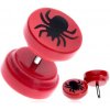 Šperky eshop - Fake piercing do ucha z akrylu - pavúk v červenom kruhu PC33.22