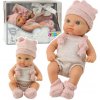 Bábika v ružovom oblečení, čiapke a podbradníku, 18 cm