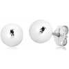 Šperky eshop - Náušnice v 9K bielom zlate - zrkadlovolesklá guľôčka, puzetky, 6 mm S1GG41.19