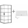REA/S - Sprchovací kút CONCEPT 80x100 - čierny + biela sprchová vanička Savoy KPL-K1005