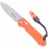 Ganzo Knife G7452-OR-WS vreckový nôž do prírody 9 cm, Stonewash, oranžová, G10, píšťalka