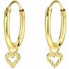 Nefertitis 11557 Strieborné kruhové náušnice 12 mm GOLD HEART NF56637 - 1,2 cm, 0,5 g