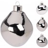 Vianočná ozdoba sklenená 60 mm, šedá-strieborná - sada 3 ks