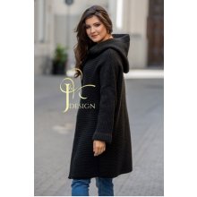 Fashionweek Dámsky exclusive elegantný farebný sveter kabát s kapucňou honey černa