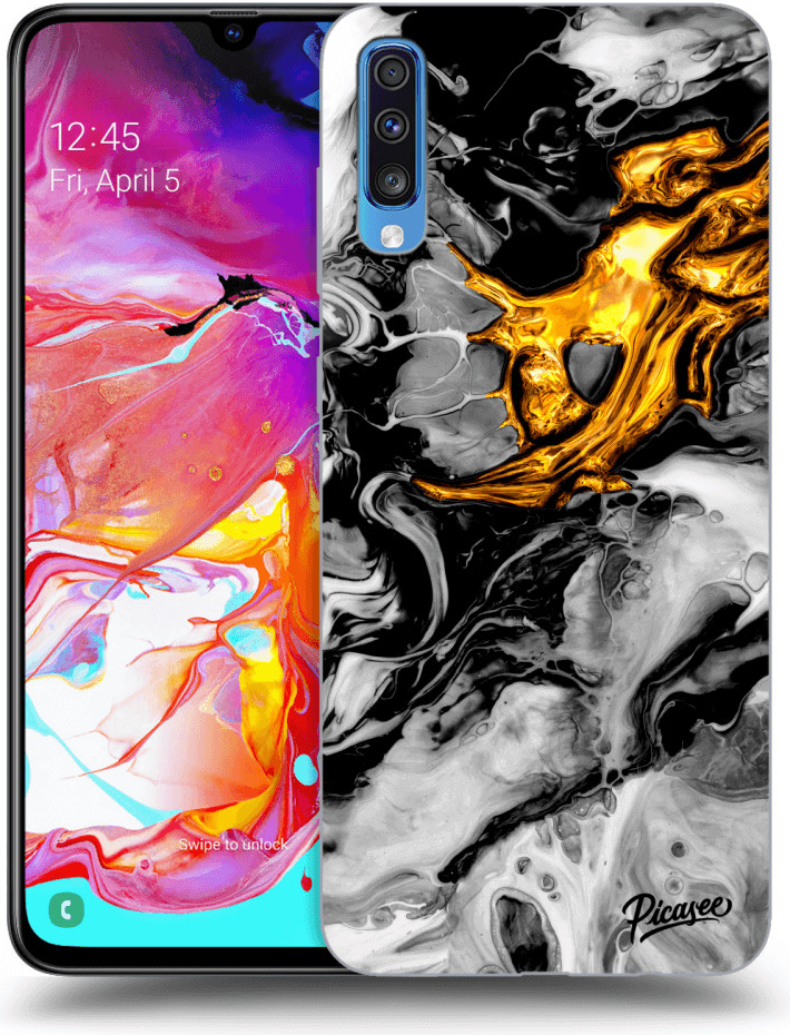 Púzdro Picasee silikónové Samsung Galaxy A70 A705F - Black Gold 2 čierne