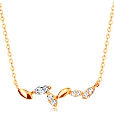 Šperky eshop - Náhrdelník v žltom 14K zlate - jemná retiazka, lesklé a zirkónové zrniečka GG138.09