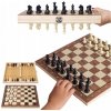 Šach a dáma drevené magnetické klasické triktrak 24x24 cm
