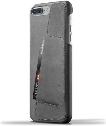 Púzdro Mujjo kožené peněženkové iPhone 8 Plus/7 Plus šedé